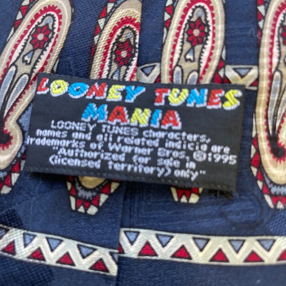 Official Looney Tunes Mania Silk Necktie w/Characters on It - Picture 6 of 6